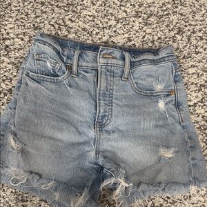 Express Light Blue Distressed Jean Shorts